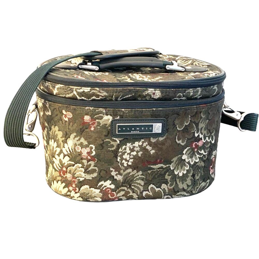 VTG Atlantic Floral Tapestry Train Case Vanity MakeUp Shoulder Bag Luggage 90s